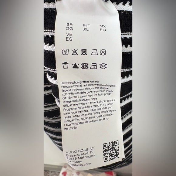 HUGO BOSS Farya Black and White Striped Sheath Dress Size XL - Picture 9 of 10